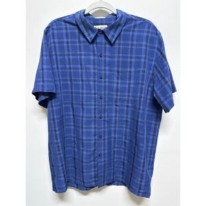 Marmot (Blue) Plaid Short Sleeve Button Down Shirt Mens Large
